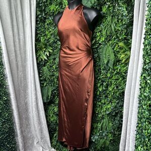 SAINTS + SECTRETS Dress‎ Women Large Copper High Neck Ruched 2391